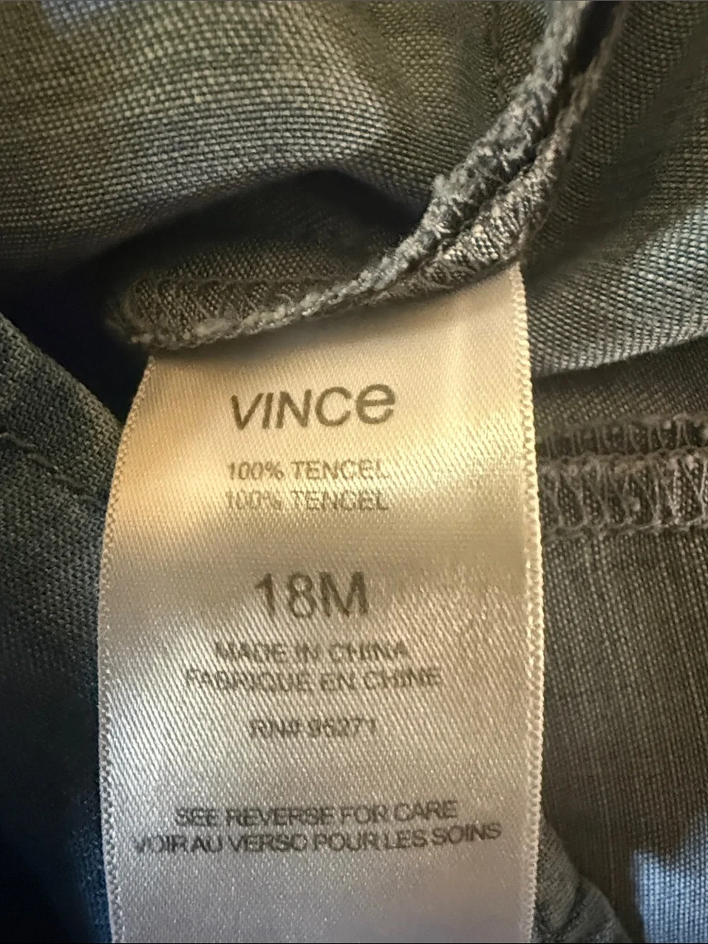 Vince Baby Blue Denim 100% Tencel Dress size 18 months